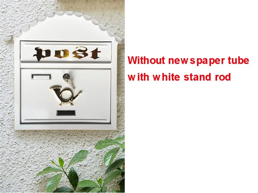 Белый Европейский почтовый ящик для безопасности, металлический почтовый ящик для улицы, безопасный почтовый ящик для газет и парка, м - Цвет: WithoutNewspaperTube