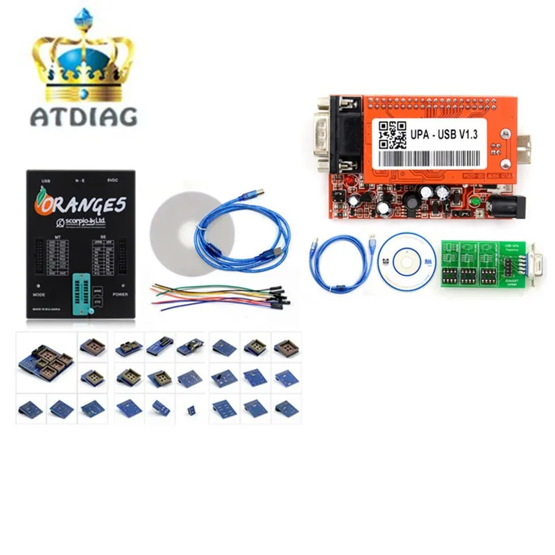 OEM оранжевый 5 программатор с полным адаптером и программным обеспечением+ 2 шт UPA USB программатор для основного блока Upa Usb V1.3