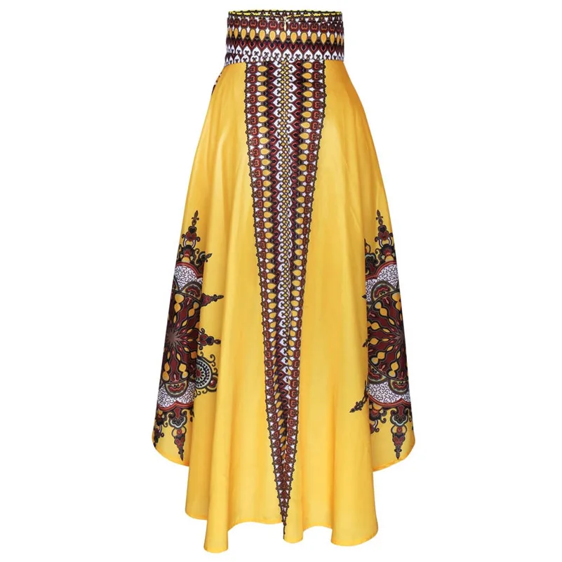 Африканские юбки для женщин, длина по щиколотку, с принтом, бальная юбка, длинные летние праздничные юбки, красный, желтый цвет, Прямая поставка, 40AT3