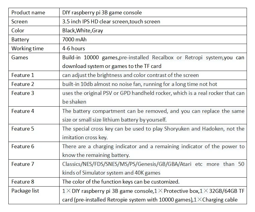 Dikdoc LCL-Pi Ретро видео игровая консоль плеер Raspberry Pi boy 3B портативная игра с 3,5 дюймовым ips экраном встроенные 10000 игры