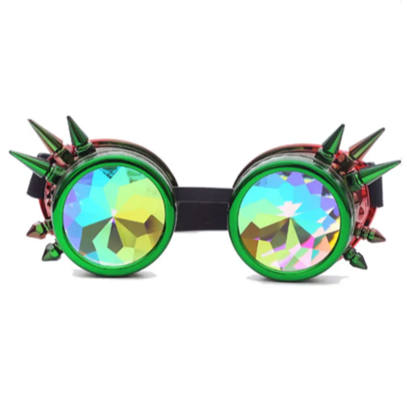 Новые готические голографические рейв фестиваль Калейдоскоп очки стимпанк Солнцезащитные очки для мужчин и женщин Косплей вечерние очки - Цвет линз: Green Red