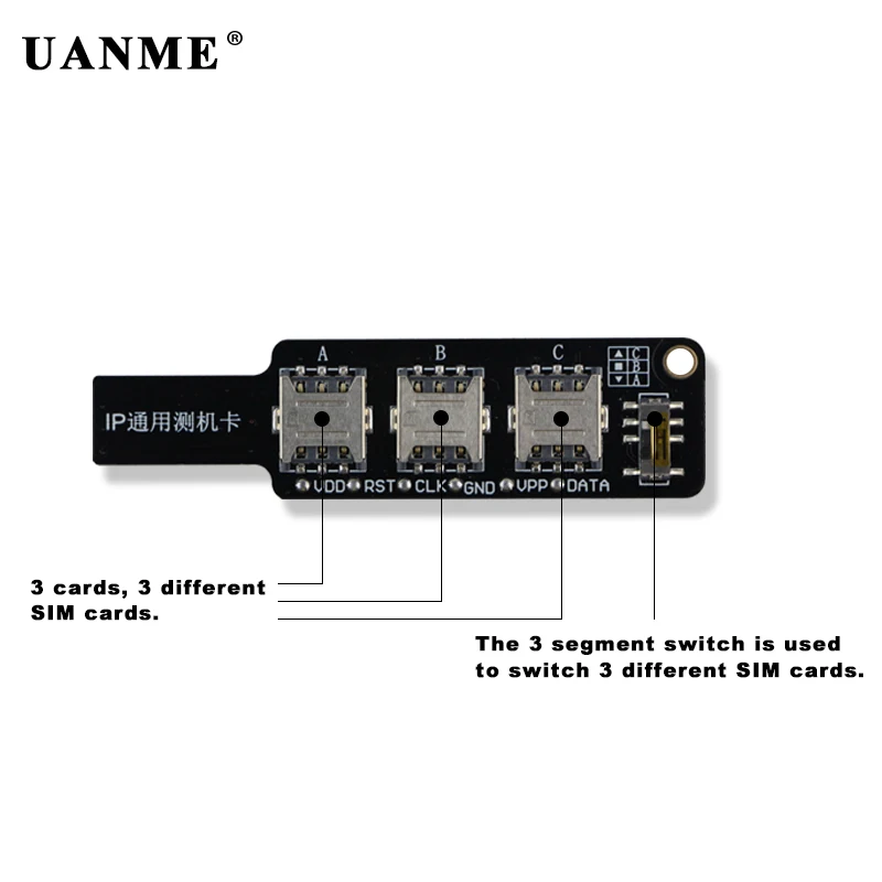 UANME 3 в 1 универсальная IP Тестовая карта для iPhone тест сигнала ing инструмент мобильный телефон SIM Тестовая карта для iPad