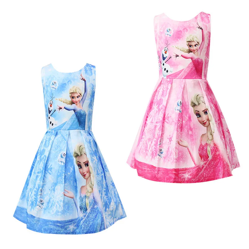 

summer Baby Girls Anna Elsa Princess Dress cosplay Costume Cartoon kids dresses for girls Halloween elsa Birthday Party dress