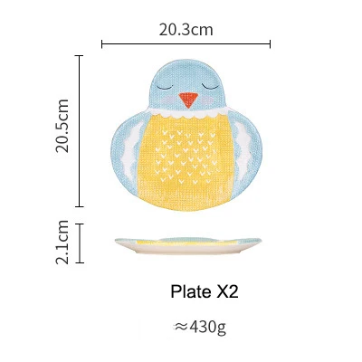 2 шт прямой маркетинг животное из мультфильма Форма Сова Птица лиса ручная роспись Керамическая домашняя декоративная тарелка - Цвет: as the picture shows