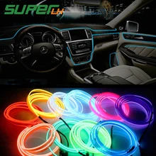 1M/2M/3M/5M Car Interior Lighting Auto LED Strip Garland EL Wire Rope Tube Line flexible Neon Light With 12V USB Cigarette Drive