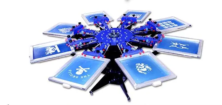 8 цветов станций машина для трафаретной печати футболок Высококачественная