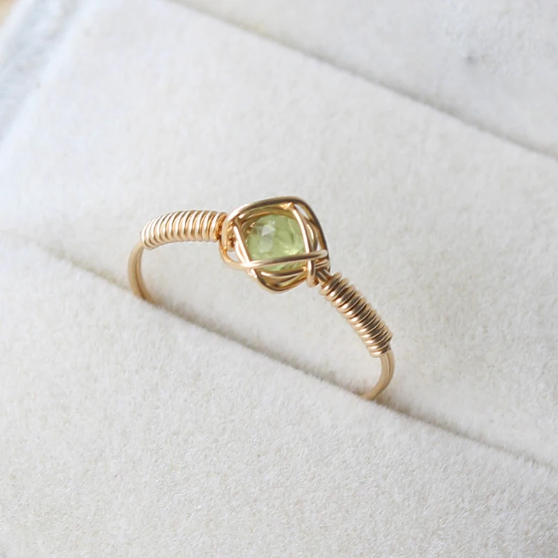 

Handmade Natural Beads Ring 14 Gold Filled Personalized Birthday Gift Boho Bague Femme Anillos Mujer Rings for Women