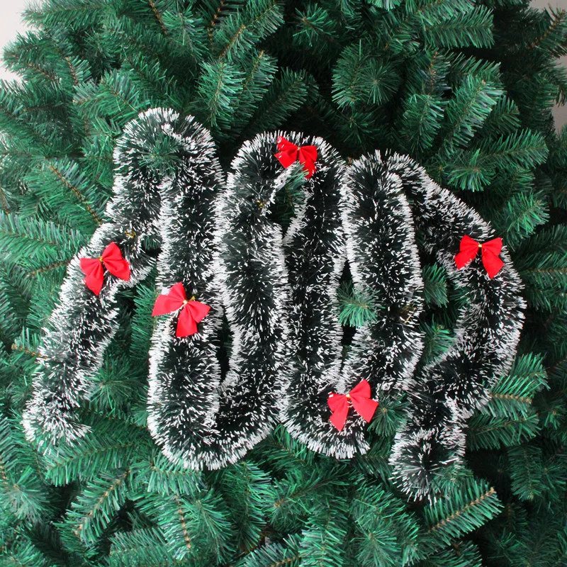 2 м рождественские украшения Бар Топы лента гирлянда бант Рождественская елка украшения белый темно-зеленый тростниковый мишень вечерние поставки