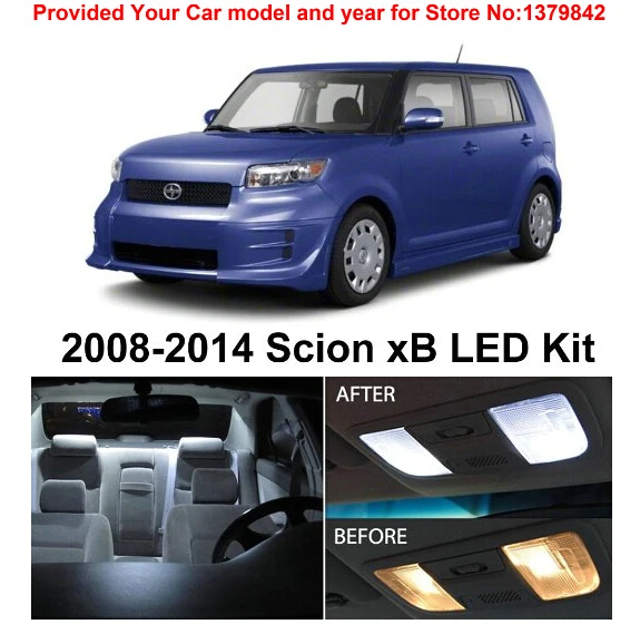 Free Shipping 6pc Lot Car Styling Led Lights Car Styling Hi Q Interior Package Kit For Scion Xb Xd 2008 2014