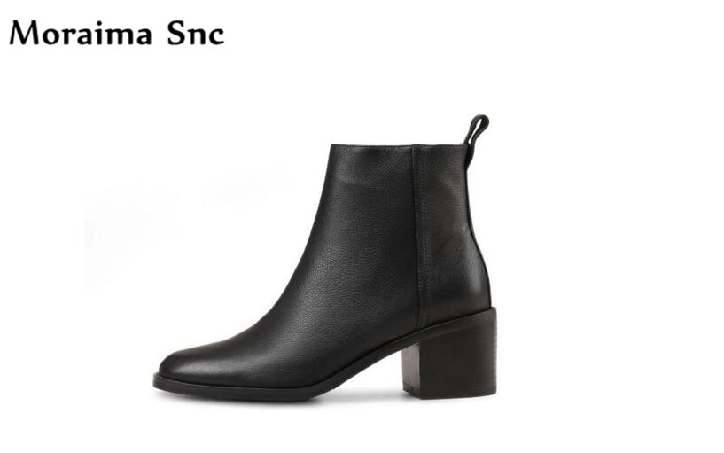 

Moraima Snc Newest Ankle boot Round toe concise type high heel side zipper handmade Spring Autumn shoes Riding boots
