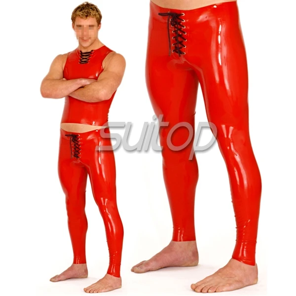 Suitop Резиновые латексные красные леггинсы сексуальные латексные обтягивающие штаны для мужчин