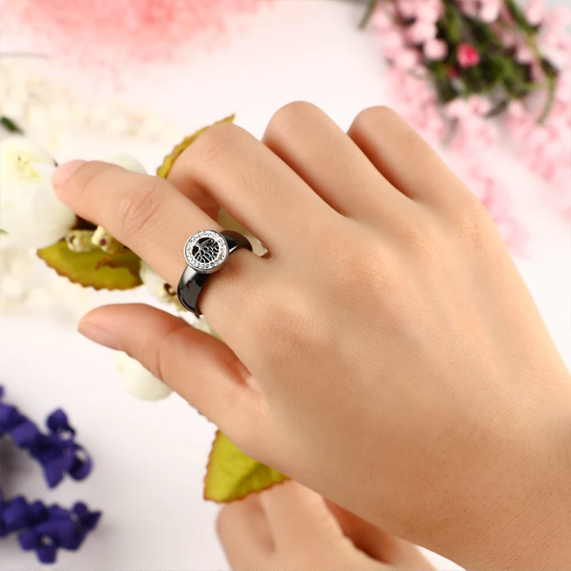 Женские вечерние кольца из керамического материала, 316 ювелирные изделия из нержавеющей стали в форме дерева, Серебряное обручальное кольцо в подарок