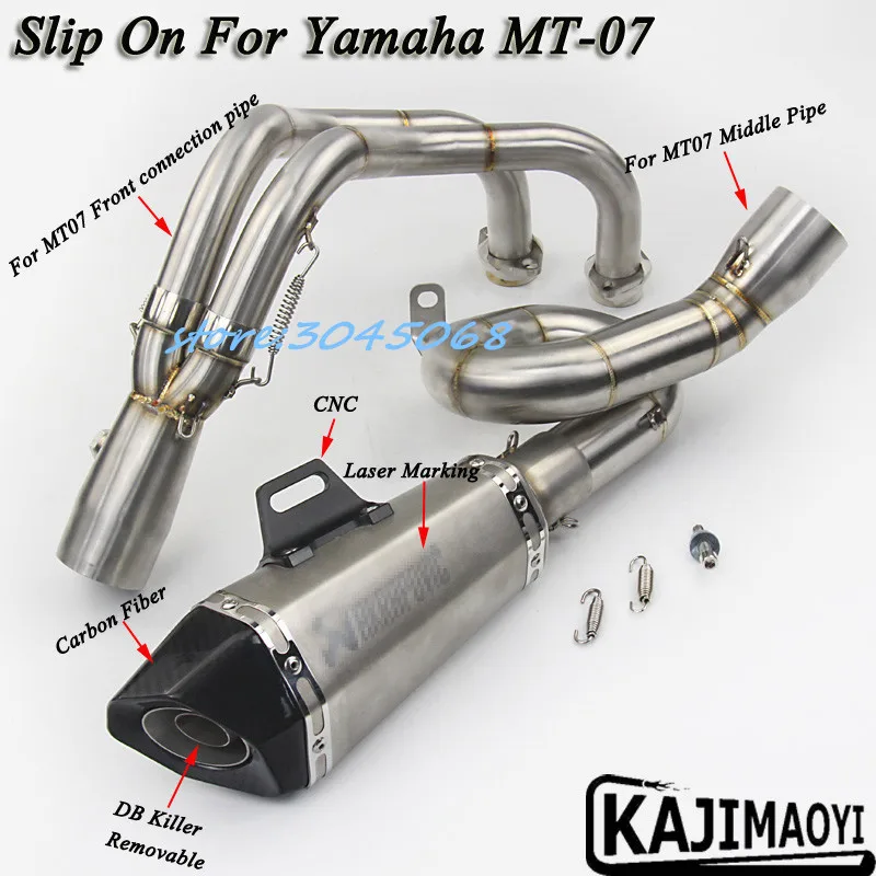 

Full System MT07 Motorcycle Exhaust Pipe Modified Front Middle Link Pipe Motorbike Muffler Slip-On For YAMAHA MT-07 YZ07 YZ-07