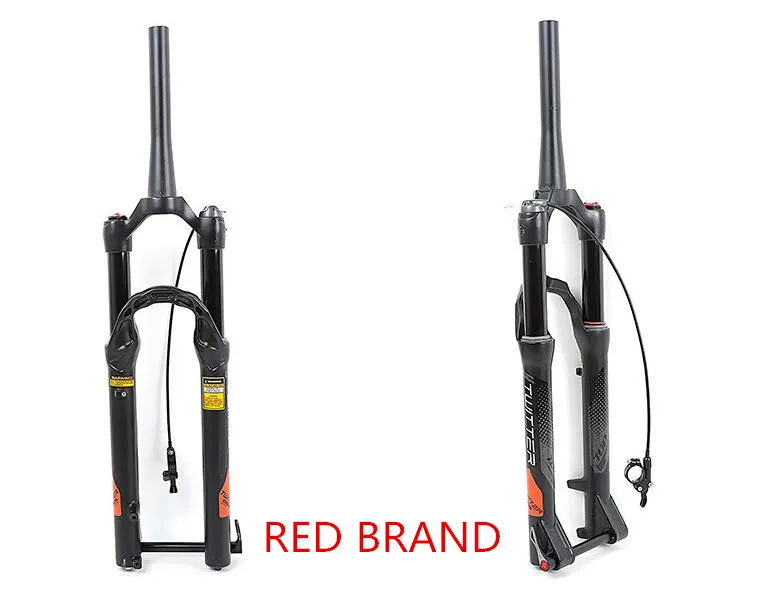 Air Fork New Bicycle 27.5" 29" QR 15mm Suspension Remote Control Road Mountain Bike MTB Fork Thru Axles Disc Brake Fork - Цвет: red brand