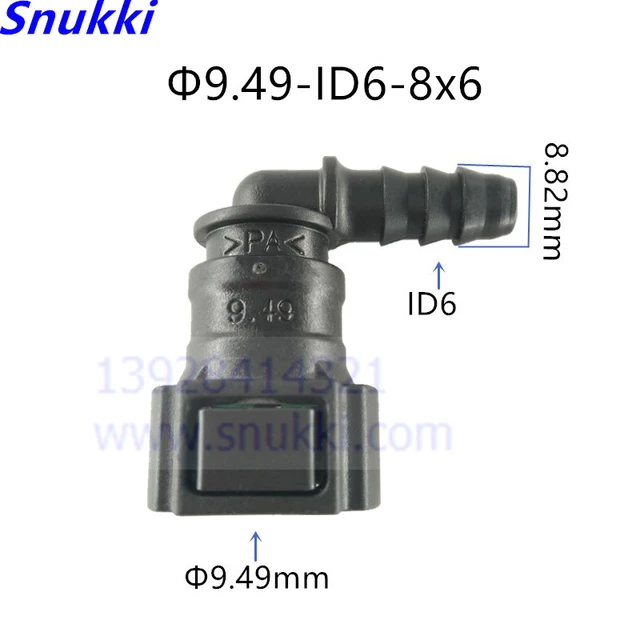 Connecteur rapide de tuyau de carburant SAE 9.49, 3/8mm, pour