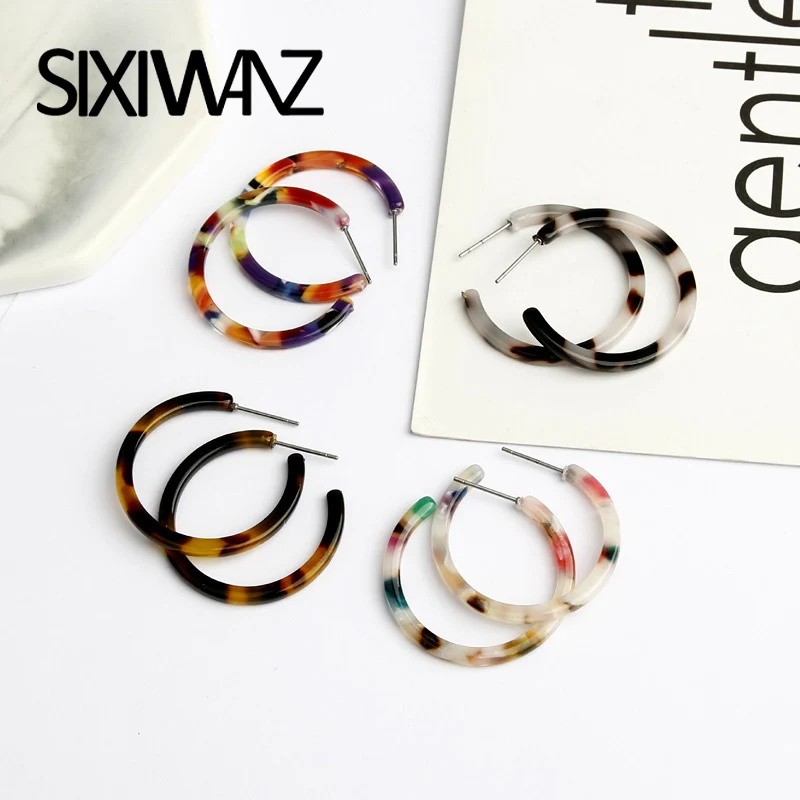 

2019 Leopard Resin Earrings Acetate For Women Temperament C-shaped Acrylic Dangle Earring Korean Wave Female Za Brincos