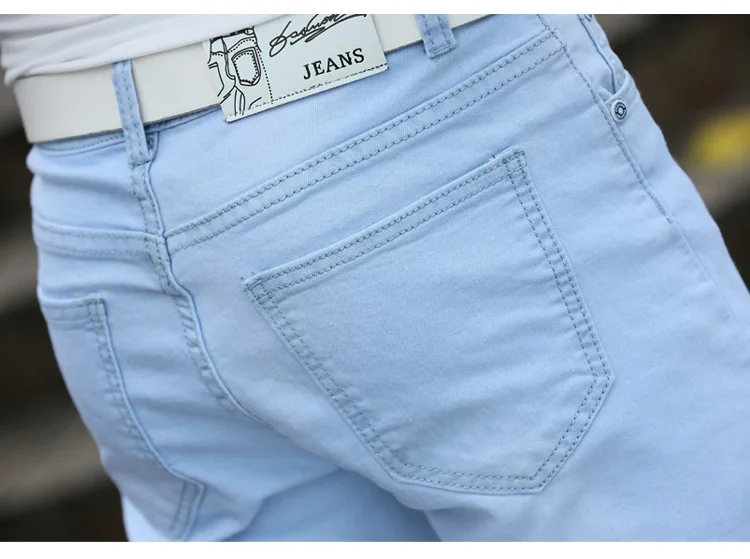 Новые модные мужские джинсы однотонные повседневные Стрейчевые обтягивающие джинсы тренд тонкие мужские эксклюзивные брюки стрейч джинсы мужские 27-36