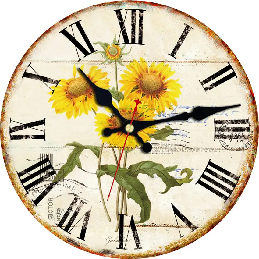 Vintage Abstract Roman Numerals Easy To Read 16 inch  Wooden Cardboard Wall Clock CHIANTI CLASSICO Clock For Living Room Decor 