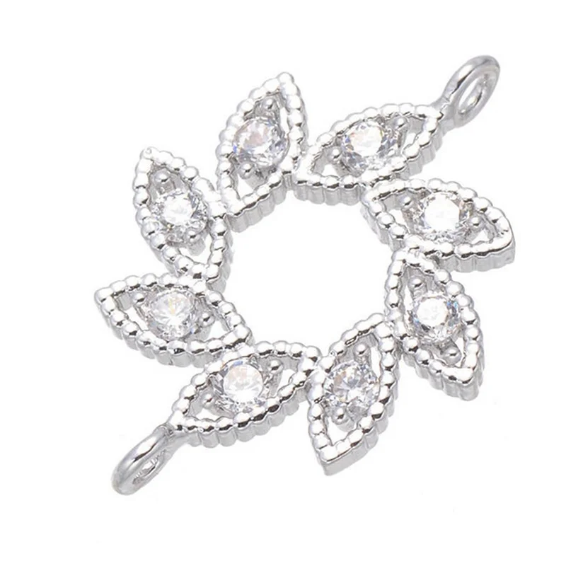 

breloques pour fabrication bijoux 2017 Handmade Micro Pave Zircon Crystal Flower Charm Connectors for Jewellery Making findings