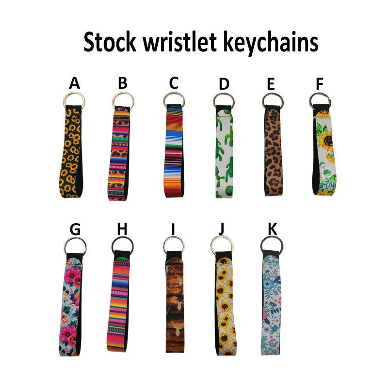 

1pcs Cool Neoprene Wristlet Keychain Lanyard Key Tags Chains Key Chain Holder to Match Chapstick Holder Keychain 11style