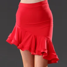 Латинская танцевальная юбка Женский костюм Леди Латинская танцевальная юбка Самба Танго Нерегулярные платья для танцев практика Performamnce