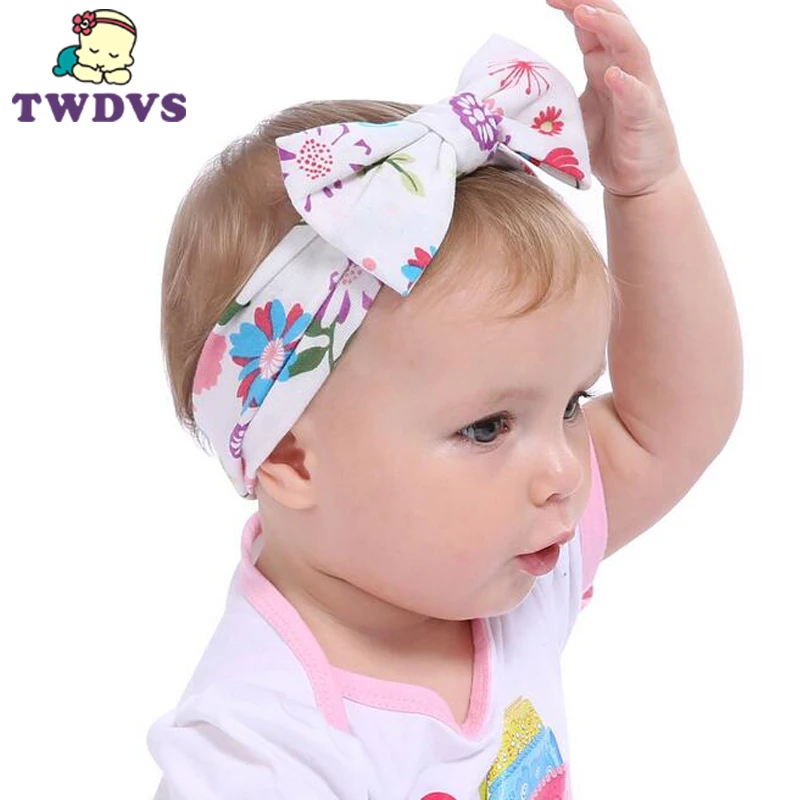 

1PC Children Headwear Baby Large Bows Flower Headband Bottom Age Cotton Head Wrap Baby Hair Band Girls Hats Hair Accessories