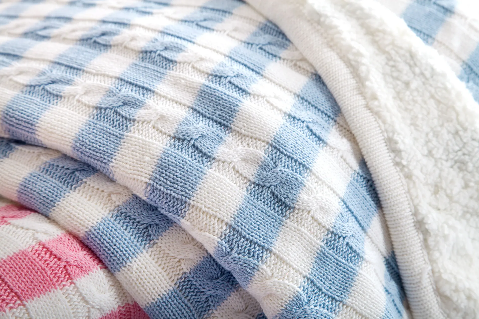 Черный белый синий розовый серый в полоску диван колени ворс детей одеяло реквизит фотографий из плотного хлопка двойной вязки одеяло 100x120