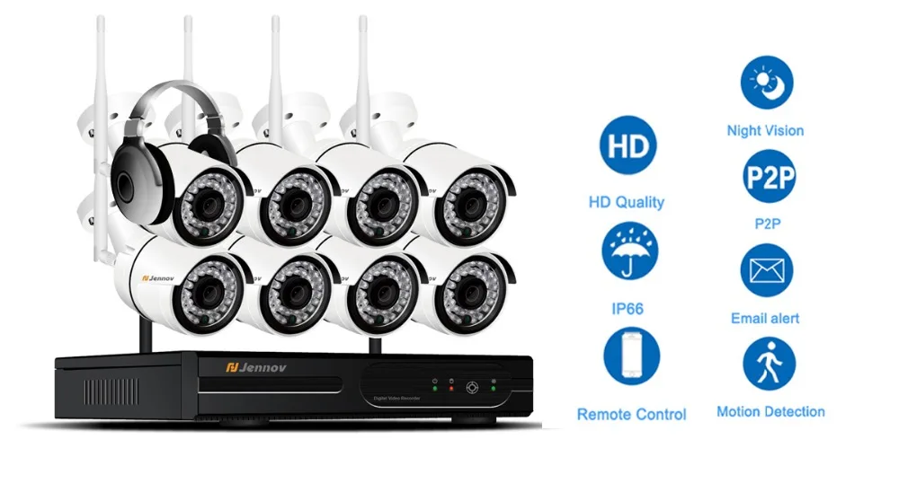 Registro de Áudio à Prova Água sem Fio Kits de Vigilância Câmera ip Dnvr Segurança Cctv Sistema Nvr Conjunto Wi-fi Led Luz Cam 8ch 1080 p 2mp 2 8ch 1080 p 2mp câmera ip registro