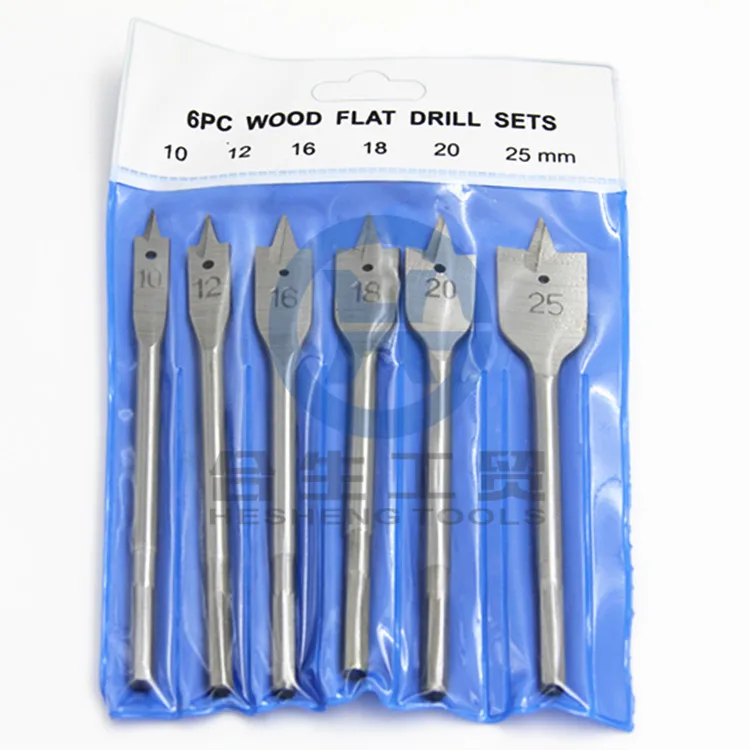 

Woodworking flat drill bit 6pcs/set 10mm-25mm Steel Wood Flat Drill Set Woodworking Spade Drill Bits Woodworking Tool
