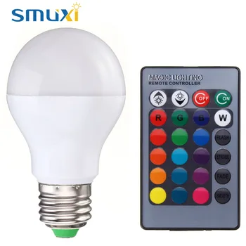 

SMUXI RGB Light LED Bulb E27 B22 5W 10W Color Changing LED Lamp Spotlight Chandelier Lighting with Remote Control 85-265V