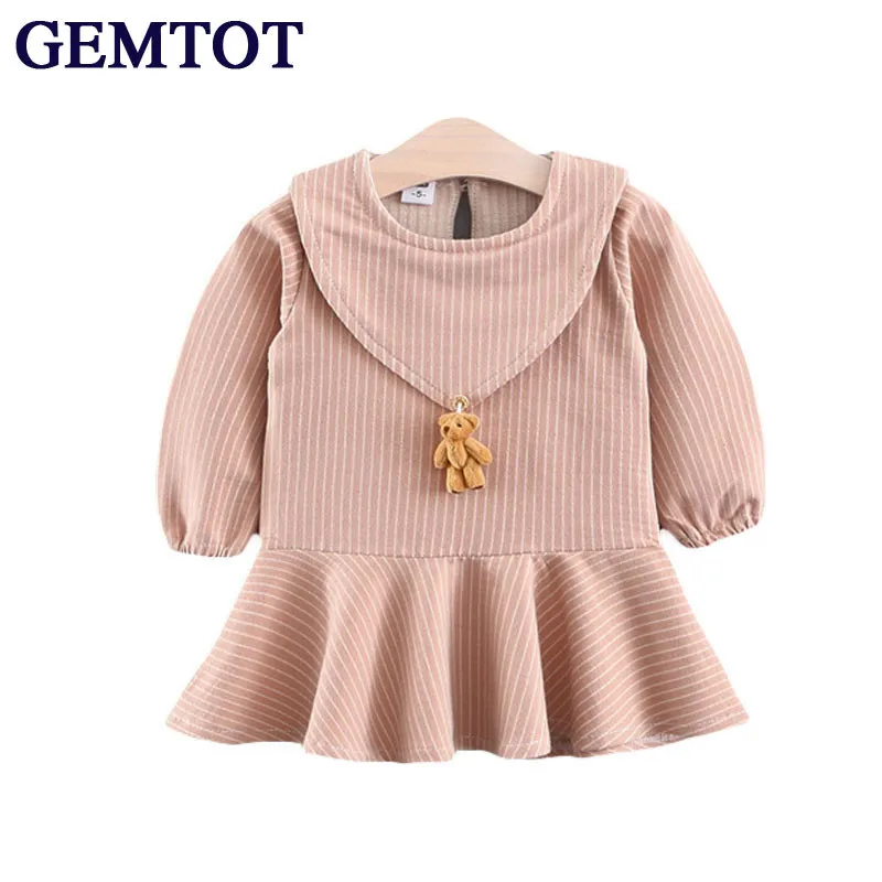 GEMTOT/платья для новорожденных девочек Осенняя полосатая подвеска с длинными