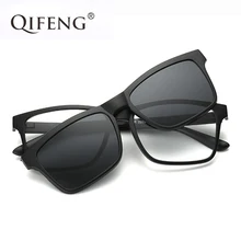 QIFENG оптическая оправа для очков Мужская женская с поляризованными очки на магнитах клип на Близорукость очки Рамка QF057