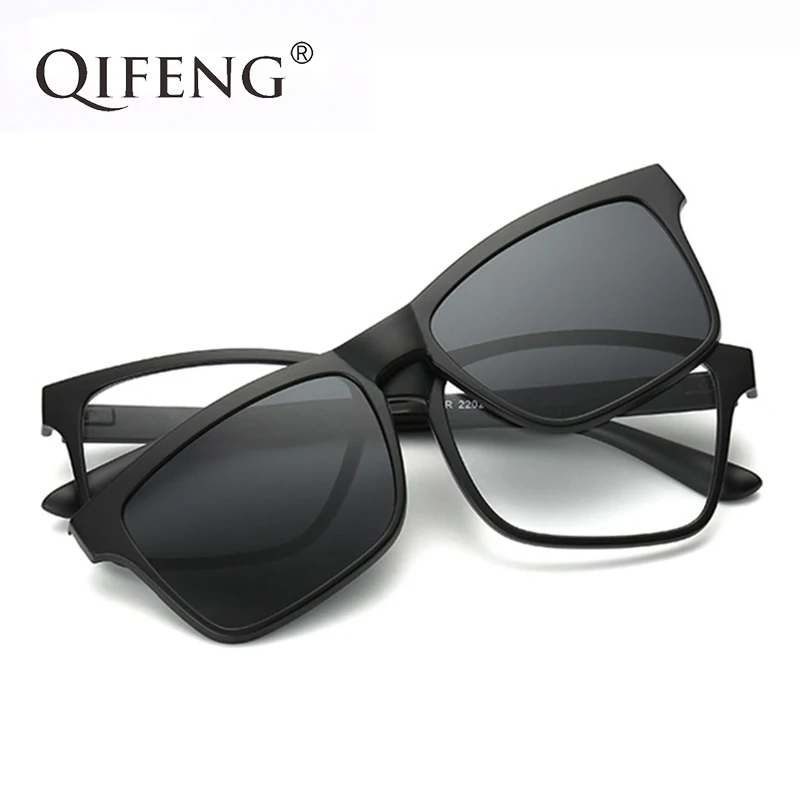 

QIFENG Optical Eyeglasses Frame Men Women With Polarized Magnets Sunglasses Clip On Myopia Eye Glasses Spectacle Frame QF057