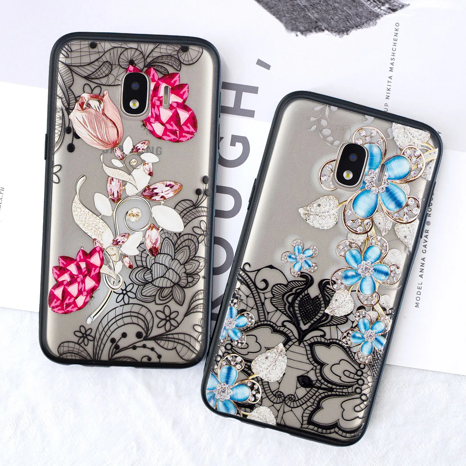 

3D Diamond Flower Silicone Cover For Samsung Galaxy S9 S8 Note 8 9 A5 A6 A8 Plus J2 J3 J5 J7 A750 Case Soft Protector Phone Bag