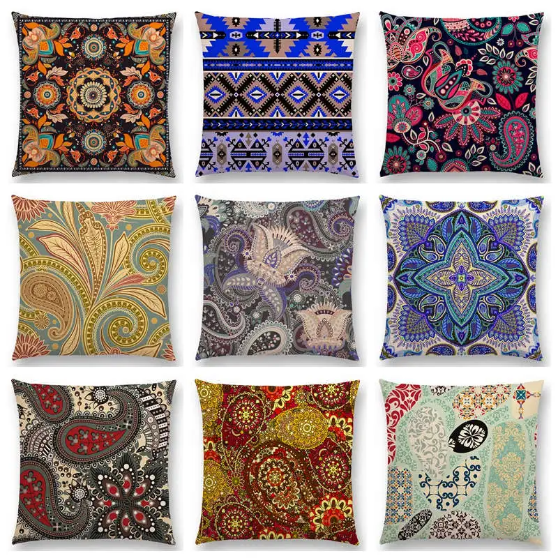

Boho Paisley Oriental Floral Pattern Navajo Geometric Prints Fantasy Petal Flower Beautiful Cushion Cover Sofa Throw Pillow Case
