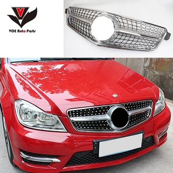 

Mercedes W204 Diamond Style Front Racing Grill Grille for Benz W204 C-class C180 C200 C220 C260 C300 Black/Silver 2008-2013