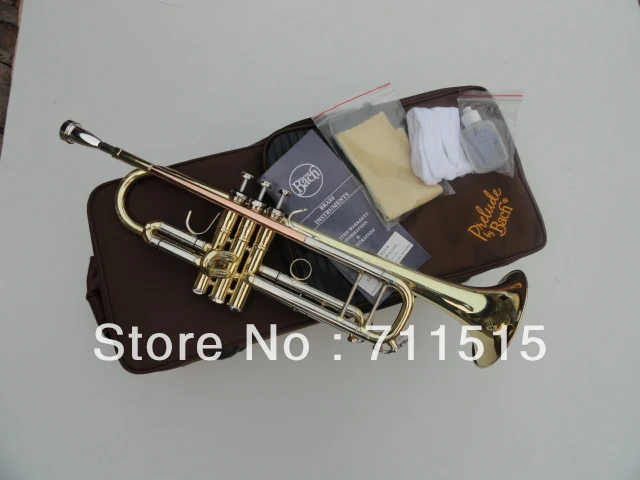 Best price at $150 Cheap Bb flat Trumpet Bach TR-600 Brass Small Trompeta Brass Instruments Cupronickel in Section Mouthpiece Gloves Musical Instrument
