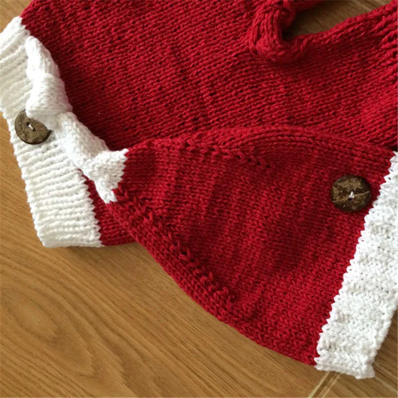 Одежда для малышей Интимные аксессуары для 0-6 monthself Фея Санта детский наряд для фотосессии крючком Вязание шерсть красный и малышей