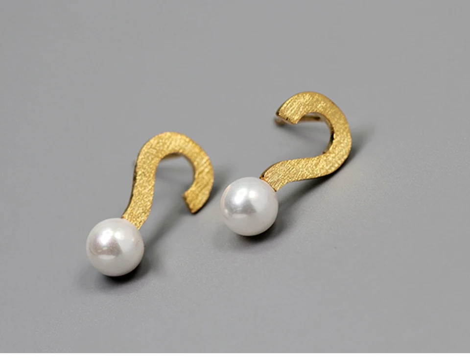 Muduh Collection Real 925 Sterling Silver Handmade Designer Fine Jewelry Cute Question Mark Design Drop Earrings for Women Brincos