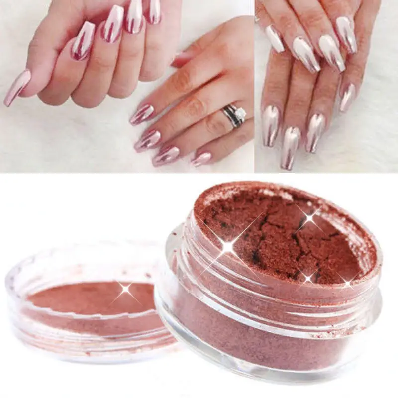 2g Rose Gold Mirror Chrome Effect Nail Glitter Powder Dust Shining Glitters DIY Nail Art Decoration