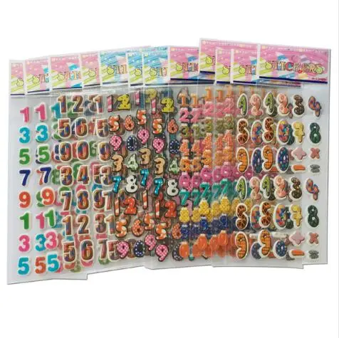 10 листов/лот различные стили 3D наклейки Детские DIY подарок на день рождения Детская комната украшения элементы LYQ - Цвет: Number