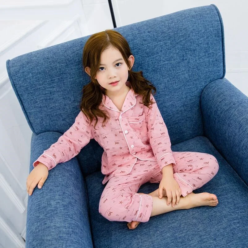 2 12 Year Pajamas Kids Cotton Long Sleeve Clothes Sets Casual Children