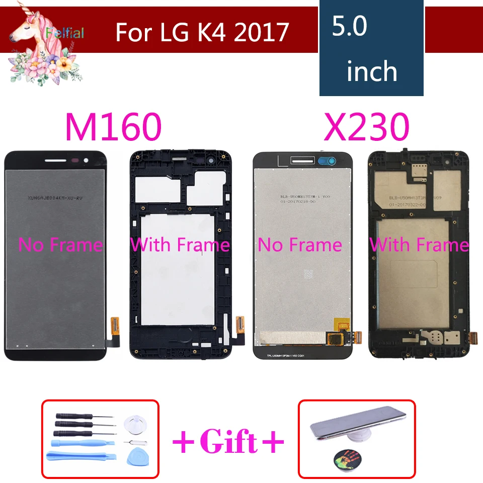 

For LG K4 2017 LCD M160 M150 lcd complete K4 2017 X230 X230DSF original LCD Display Touch Screen Digitizer Assembly with Frame