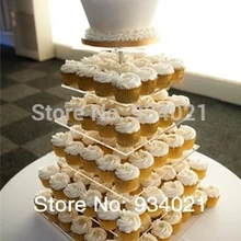 Квадратный 6 ярусов круглый верх-акрил кекс вечерние свадебные торт стенд Свадебные украшения