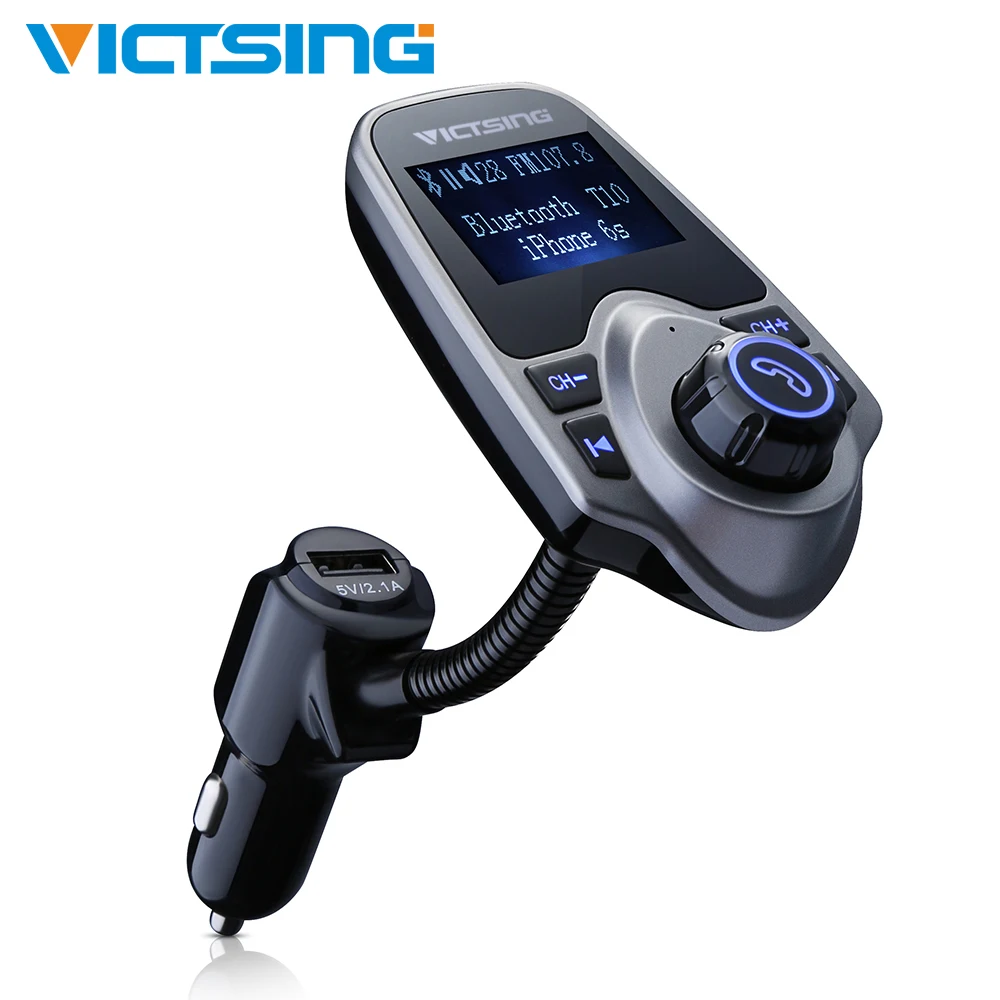 

VicTsing Bluetooth FM Transmitter USB Car Charger Wireless Car Kit with 3.5mm Audio Port MP3 Music Player with 1.44 Inch Display