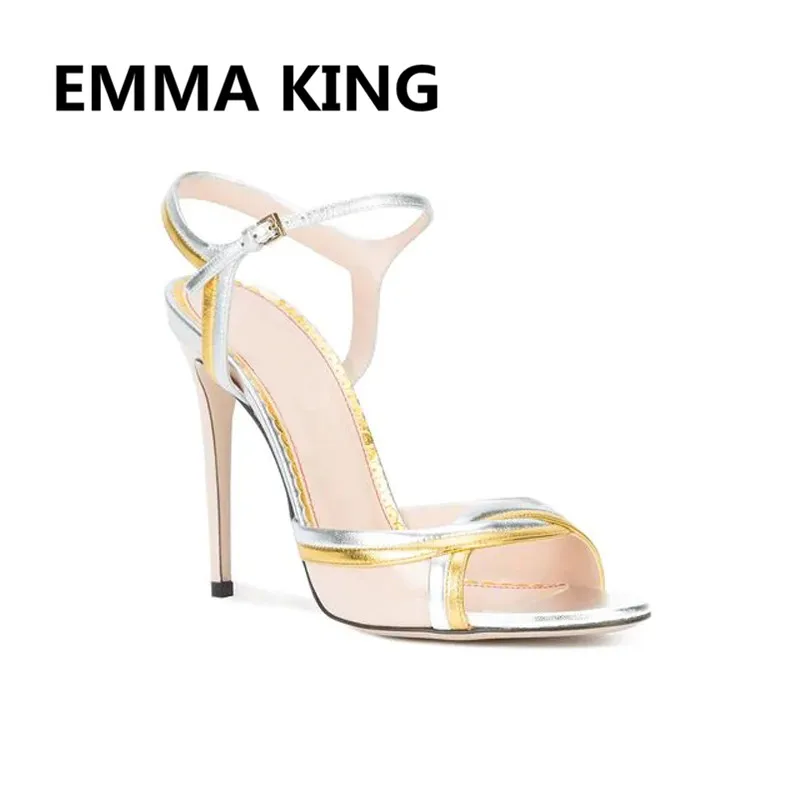 

Summer Fashion White Gold Women Gladiator Sandals Open Toe Ankle Strap Thin High Heels Ladies Party Shoes Woman Roman Sandals