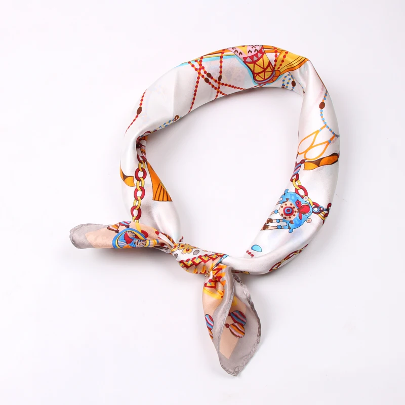 

Luna&Dolphin Women Square Scarf 50*50cm Real Silk Scarves 100% Silk Circus Balloon Print Neckchief Soft Handbag Scarf