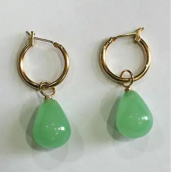 

simplest Jewelry golden metal+water drop light green 12*16mm bread Earings
