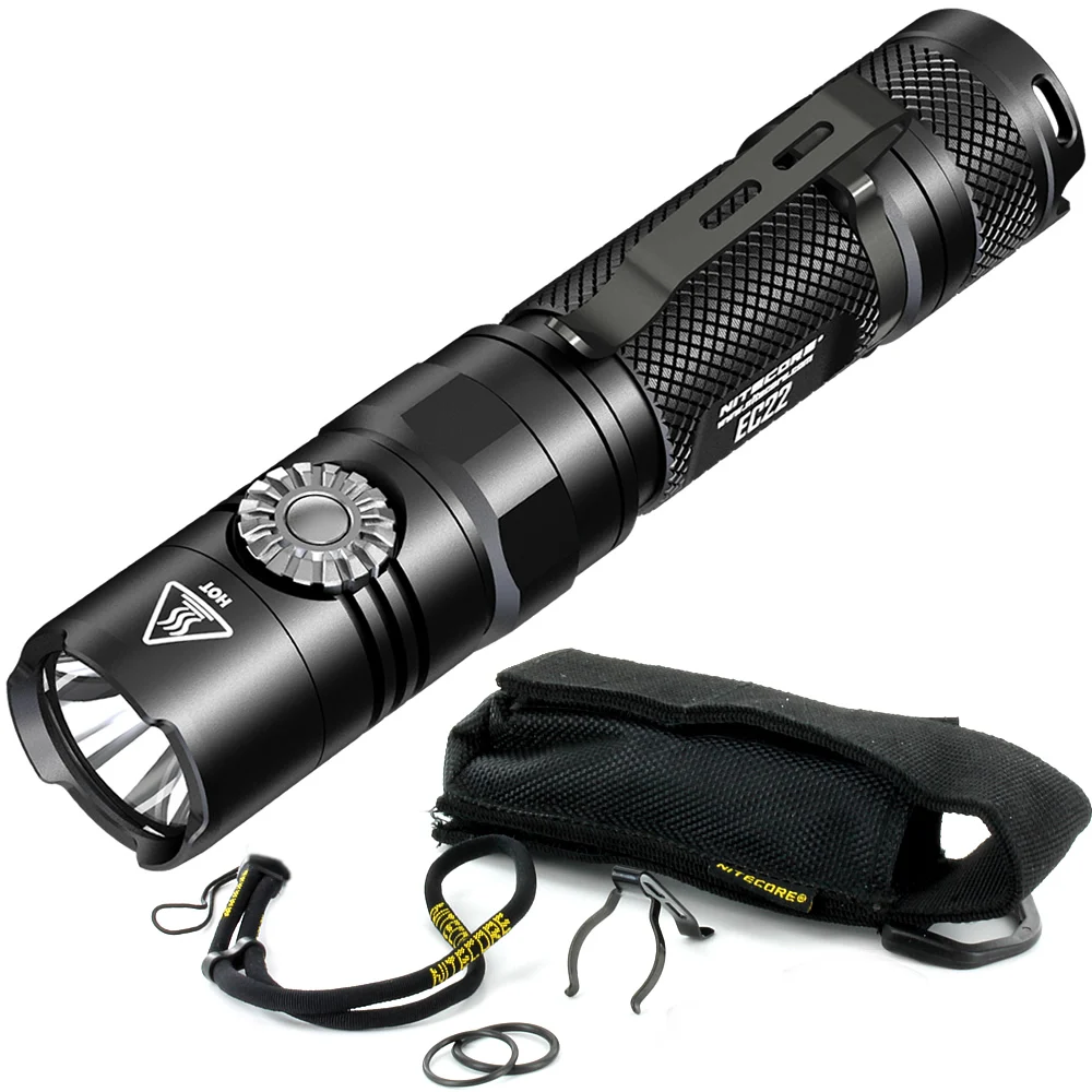 NITECORE EC22 с 18650 перезаряжаемой батареей, бесступенчатая яркость, светодиодный фонарик, водонепроницаемый, походный фонарь - Испускаемый цвет: without Battery