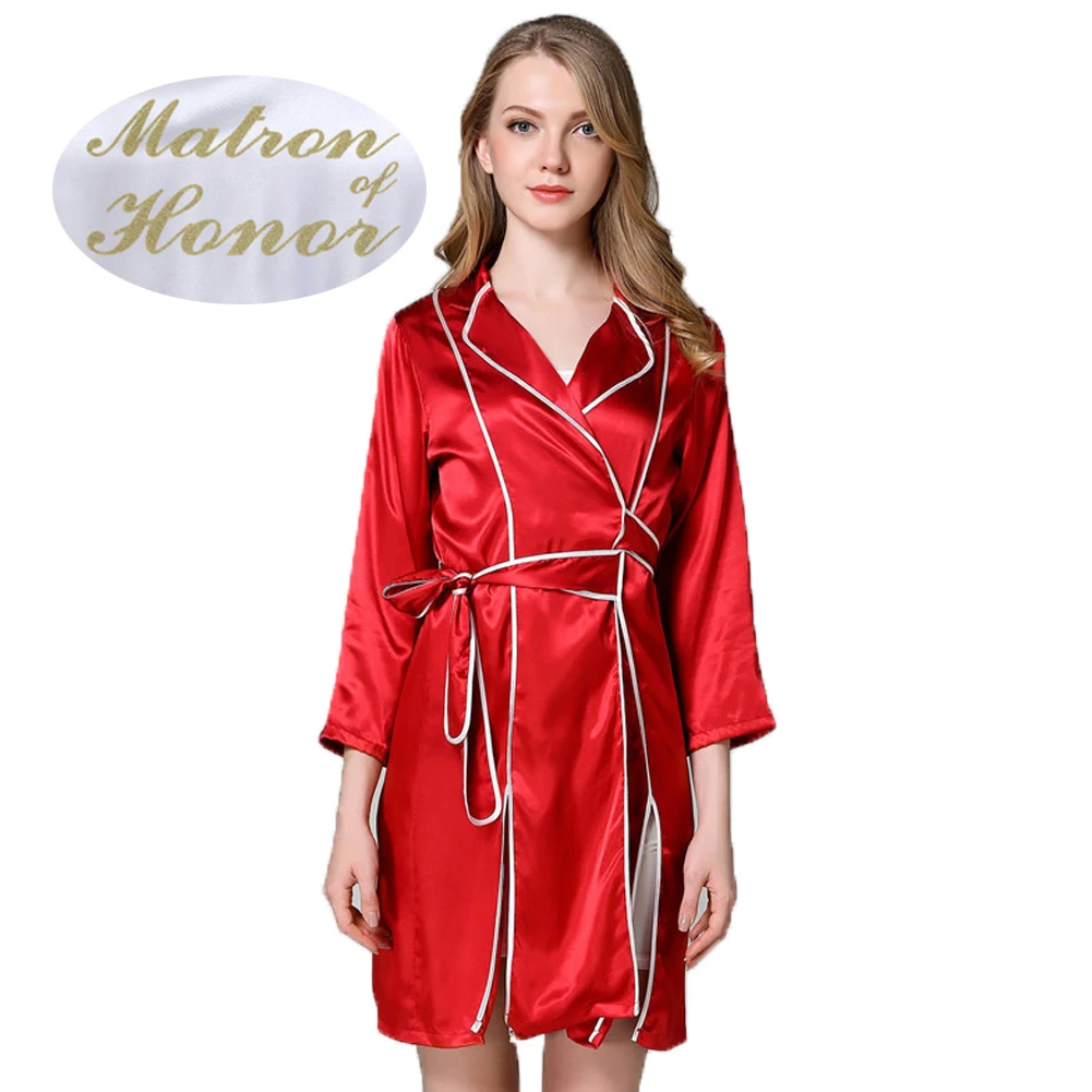R20 Короткое Кимоно пижамы Ночная рубашка Свадебная вечеринка готовая халат ночная рубашка для женщин - Цвет: Red MatronofHo